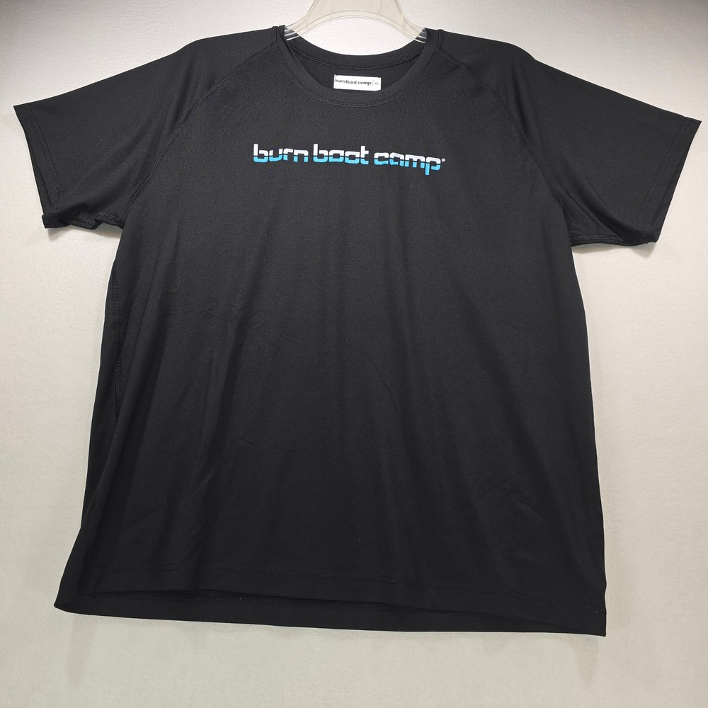Burn Boot Camp Mens XL Black Performance Athletic T-Shirt Short Sleeve Logo